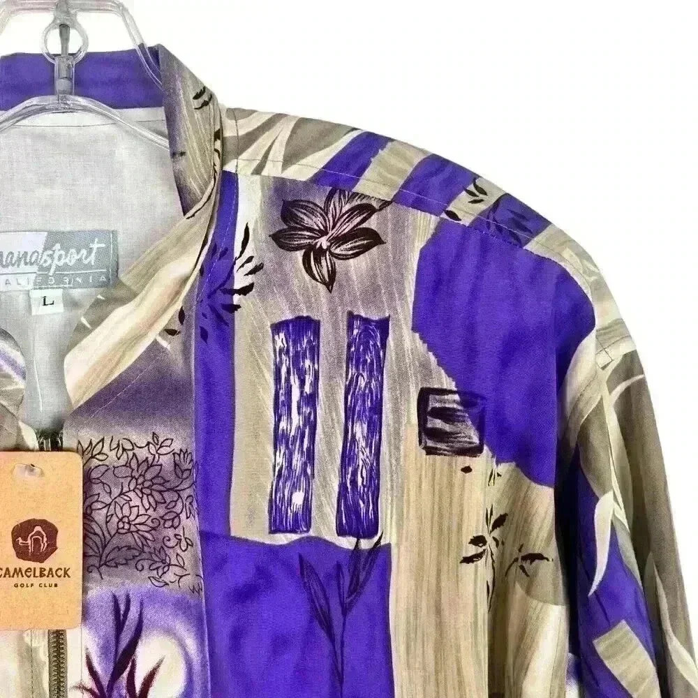 New NWT Hana Sport Vintage Windbreaker Purple‎ 90’s Women’s Large Golf Tennis - Picture 3 of 16